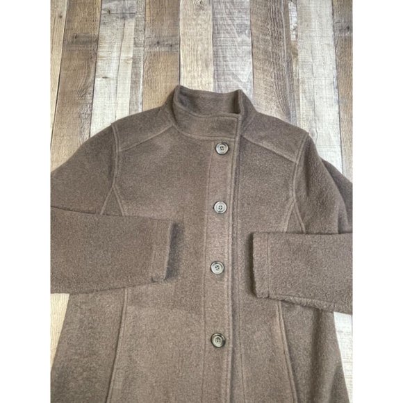 Stormy Kormer Women M Pea Coat Isle Jacket Wool Blend Brown Soft Button Front - Picture 2 of 8